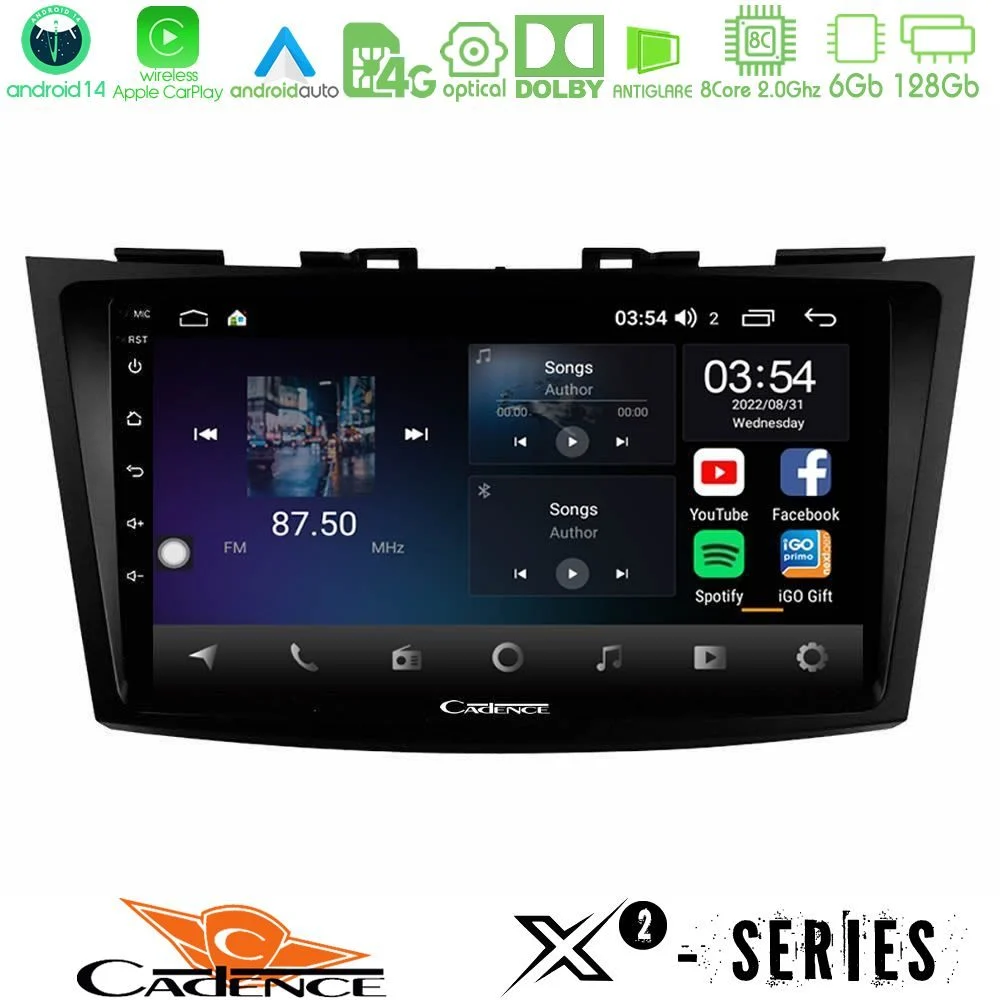 Cadence X2 Series 8Core Android14 6+128GB Suzuki Swift 2011-2016 Navigation Multimedia Tablet 9"