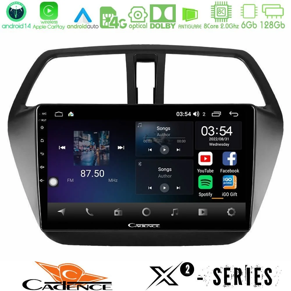 Cadence X2 Series 8Core Android14 6+128GB Suzuki SX4 S-Cross Navigation Multimedia Tablet 9"