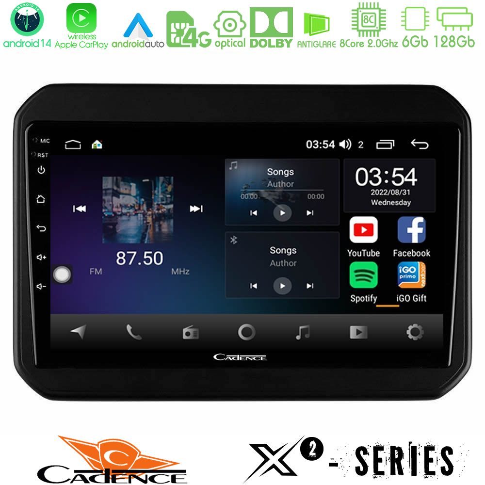 Cadence X2 Series 8Core Android14 6+128GB Suzuki Ignis Navigation Multimedia Tablet 9"