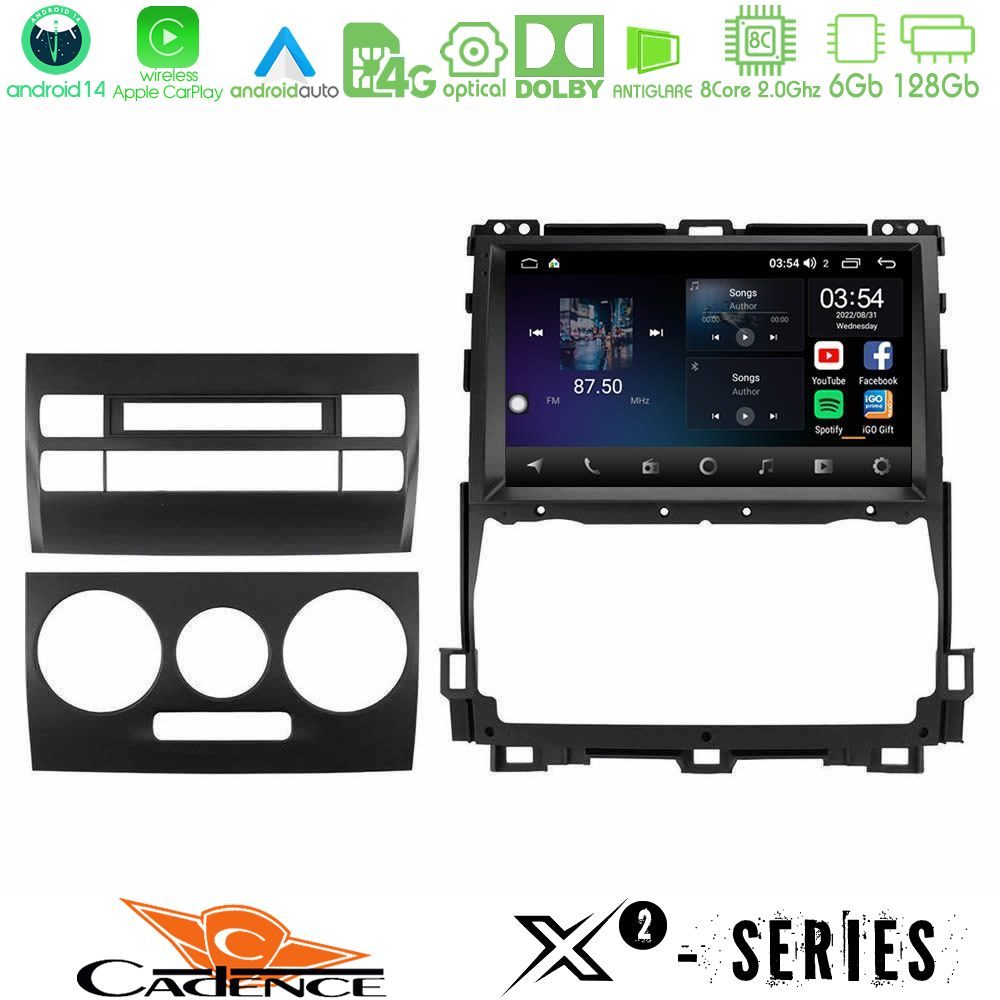 Cadence X2 Series 8Core Android14 6+128GB  Toyota Land Cruiser J120 2002-2009 Navigation Multimedia Tablet 9"