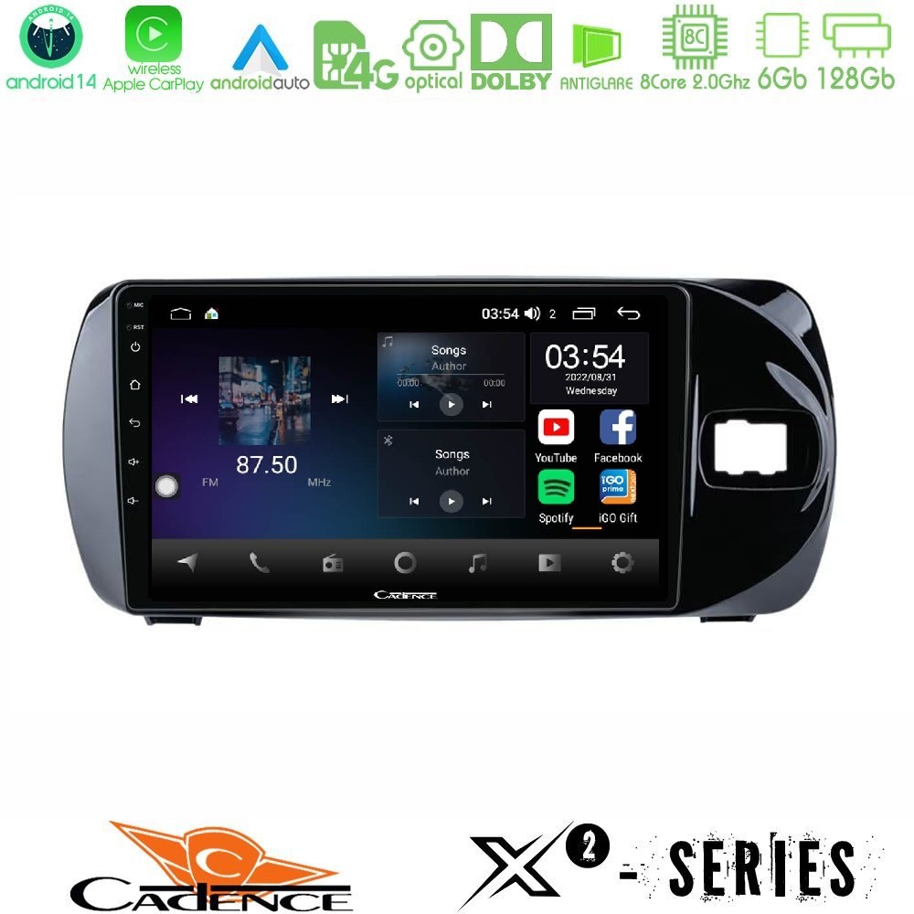 Cadence X2 Series 8Core Android14 6+128GB Toyota Yaris (Vitz) 2015-2020 RHD Navigation Multimedia Tablet 9"