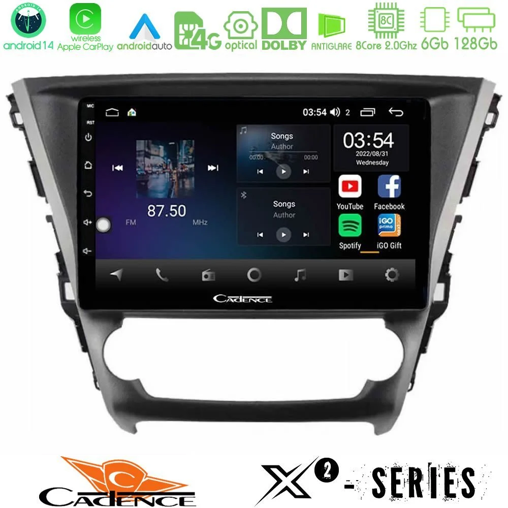 Cadence X2 Series 8Core Android14 6+128GB Toyota Avensis 2015-2018 Navigation Multimedia Tablet 9"