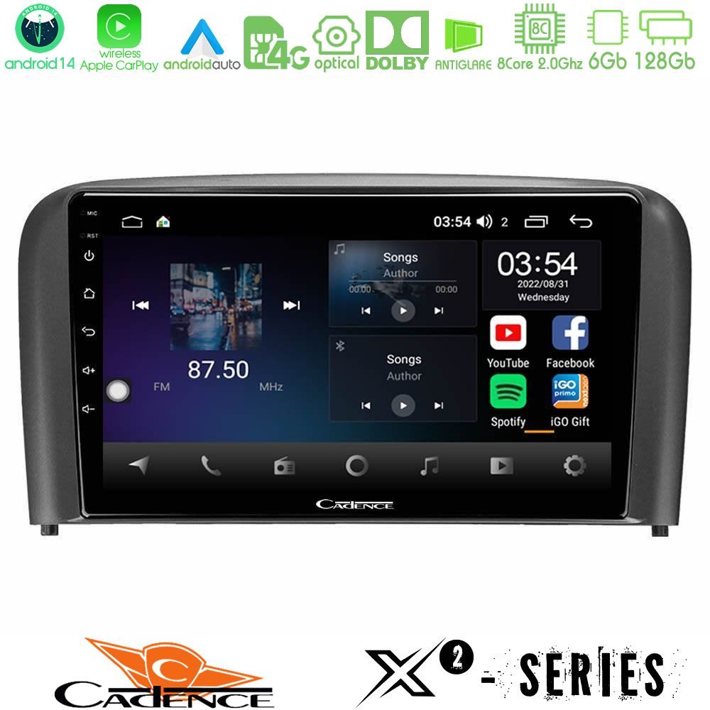 Cadence X2 Series 8Core Android14 6+128GB Volvo S80 1998-2006 Navigation Multimedia Tablet 9"