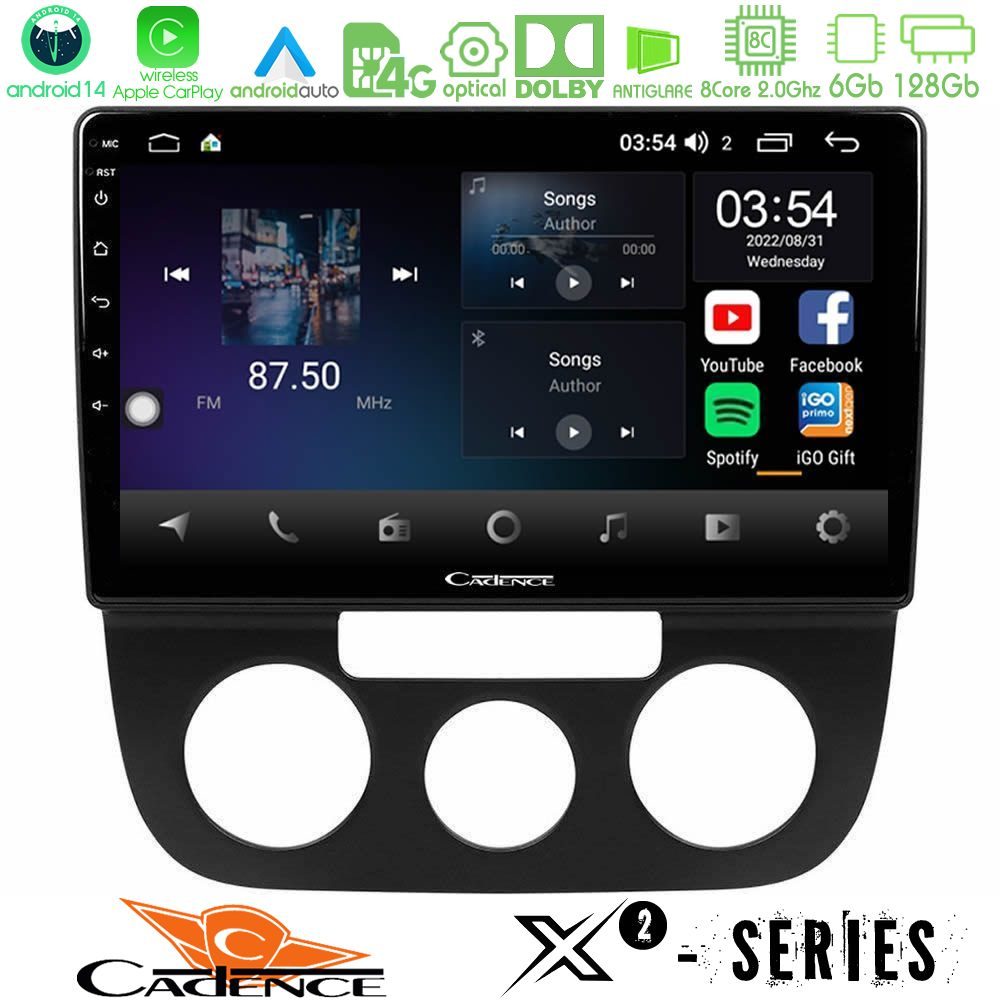 Cadence X2 Series 8Core Android14 6+128GB VW Jetta Navigation Multimedia Tablet 10"