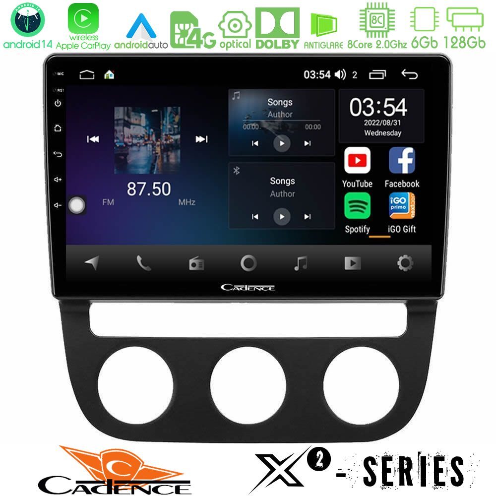Cadence X2 Series 8Core Android14 6+128GB VW Jetta Navigation Multimedia Tablet 10"