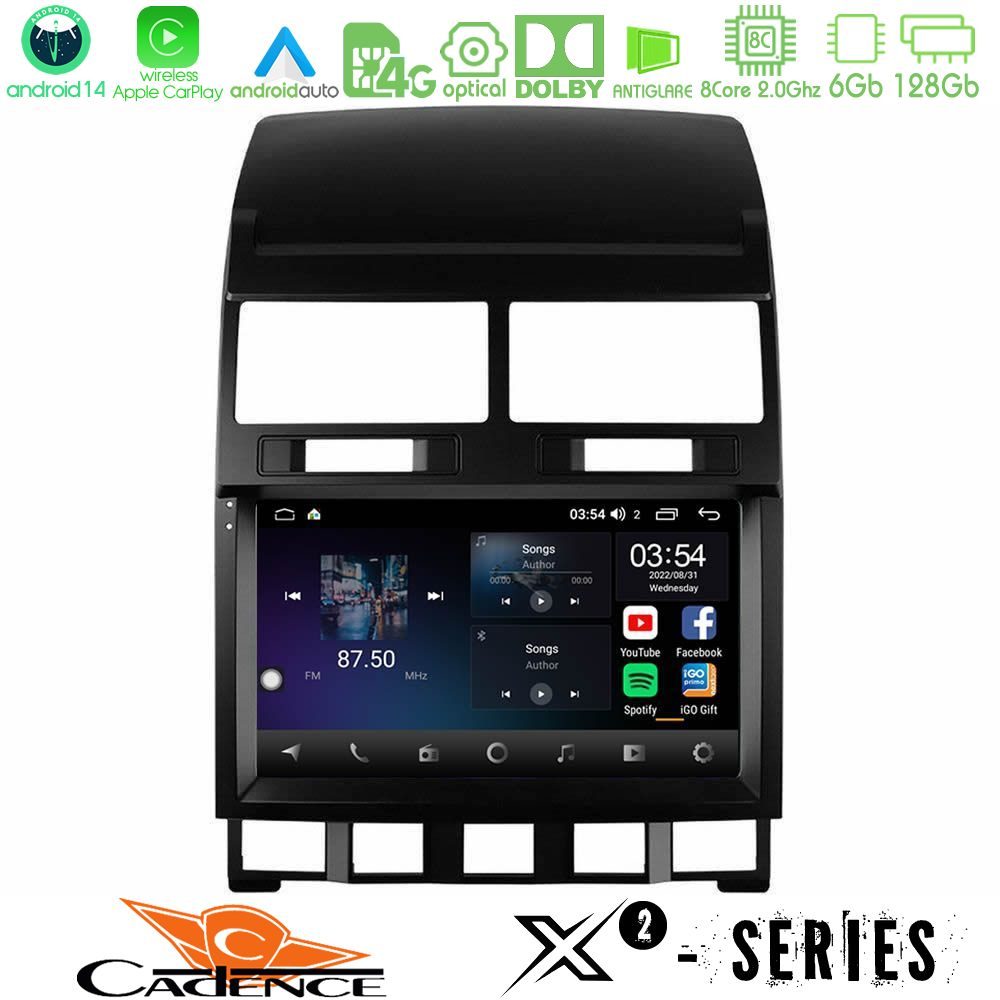 Cadence X2 Series 8Core Android14 6+128GB  VW Touareg 2002 – 2010 Navigation Multimedia Tablet 9"