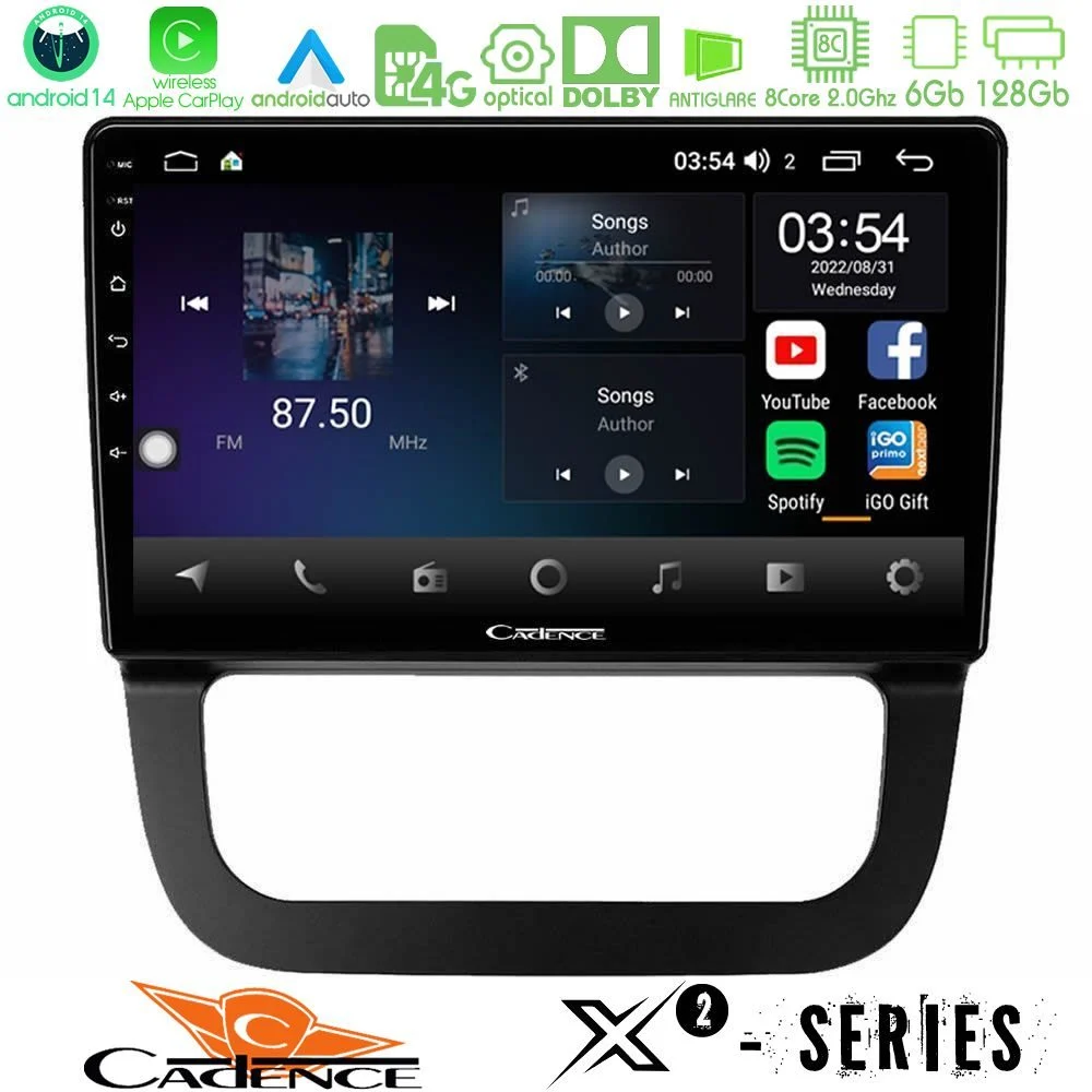 Cadence X2 Series 8Core Android14 6+128GB VW Jetta Navigation Multimedia Tablet 10"