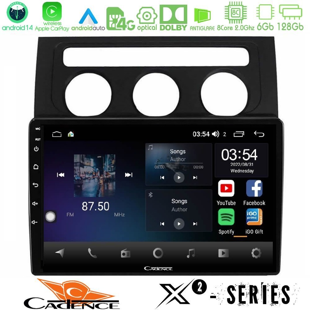 Cadence X2 Series 8Core Android14 6+128GB     VW Touran 2003-2011 Navigation Multimedia Tablet 10"