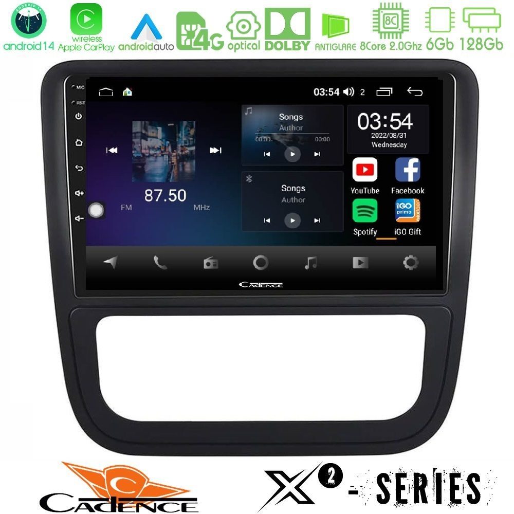 Cadence X2 Series 8Core Android14 6+128GB VW Scirocco 2008-2014 Navigation Multimedia Tablet 9"