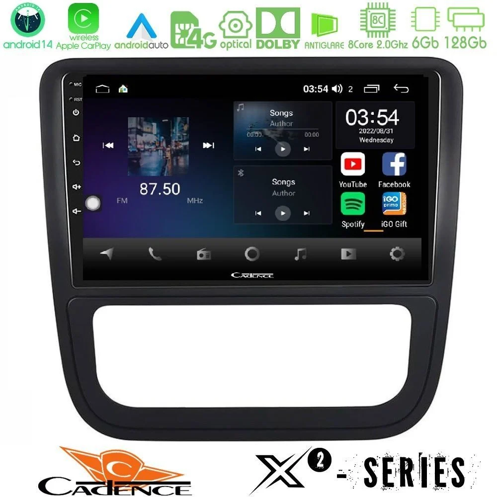 Cadence X2 Series 8Core Android14 6+128GB VW Scirocco 2008-2014 Navigation Multimedia Tablet 9"