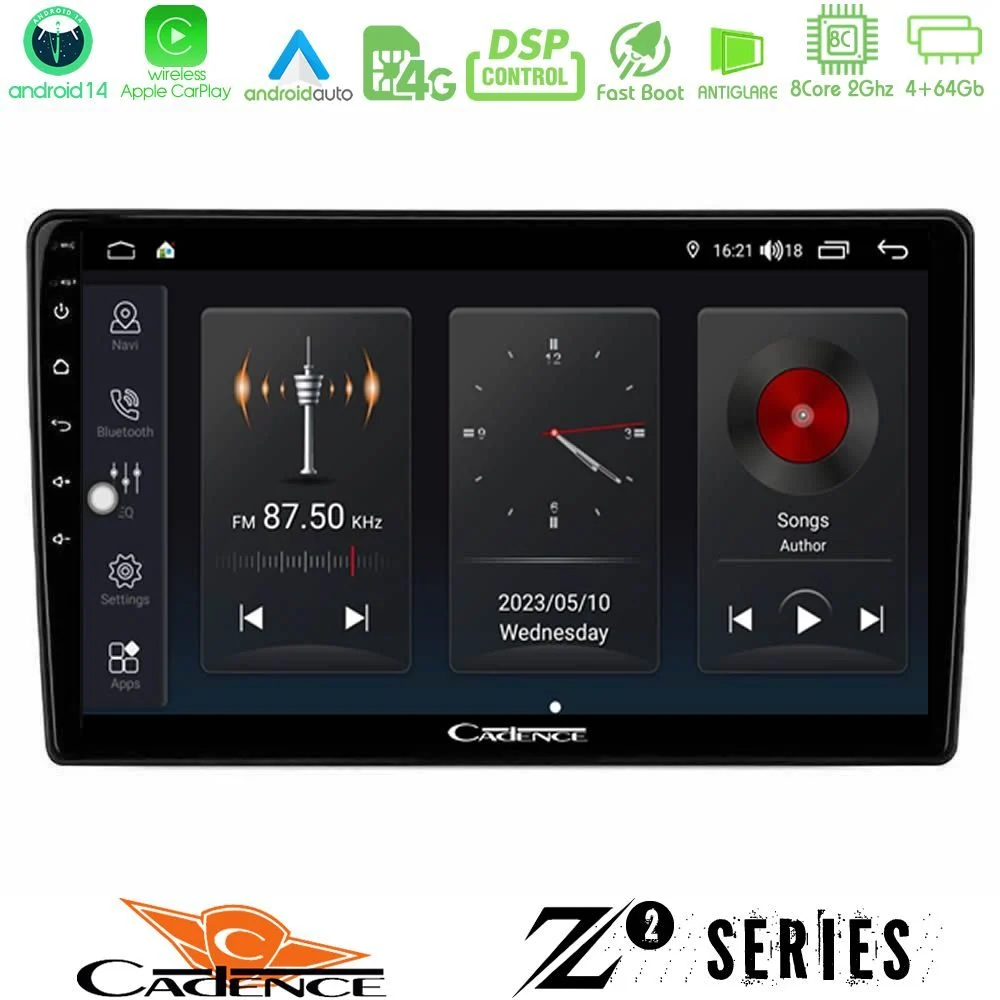 Cadence Z2 Series 8Core Android14 4+64GB  Alfa Romeo Mito 2008-2014 Navigation Multimedia Tablet 9" Με Carplay & Android Auto Με Carplay & Android Auto