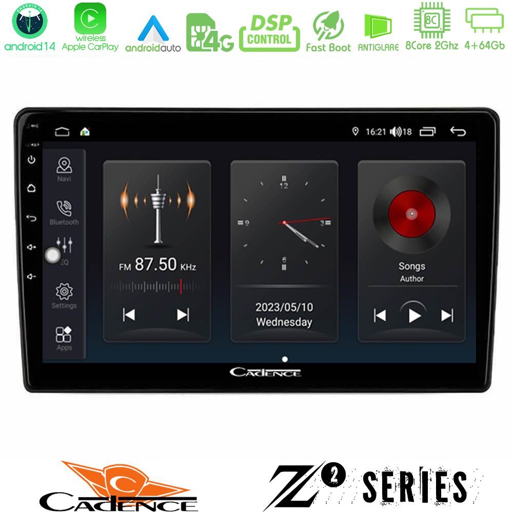 Cadence Z2 Series 8Core Android14 4+64GB  Alfa Romeo Giulietta 2014-2021 Navigation Multimedia Tablet 10" Με Carplay & Android Auto Με Carplay & Android Auto