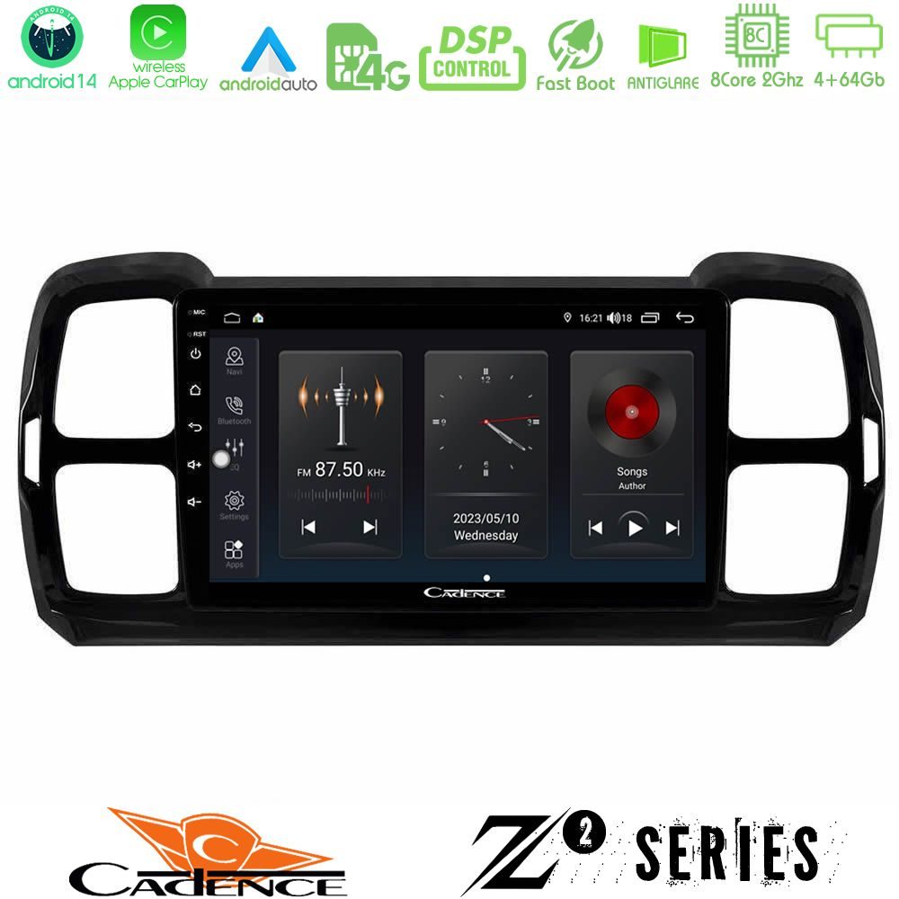 Cadence Z2 Series 8Core Android14 4+64GB Citroen DS5 Aircross 2017-2021 Navigation Multimedia Tablet 9" Με Carplay & Android Auto Με Carplay & Android Auto