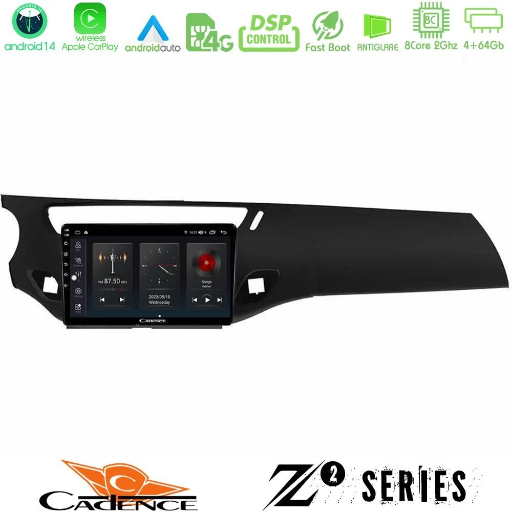 Cadence Z2 Series 8Core Android14 4+64GB  Citroen C3 2009-2016 Navigation Multimedia Tablet 9"  Με Carplay & Android Auto (Μαύρο γυαλιστερό)