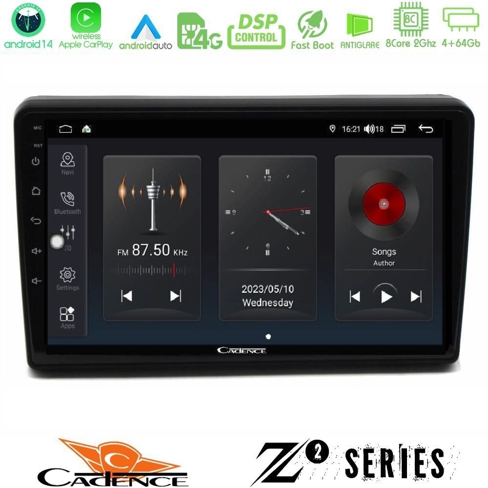 Cadence Z2 Series 8Core Android14 4+64GB Citroen C5 2008-2019 Navigation Multimedia Tablet 10" Με Carplay & Android Auto