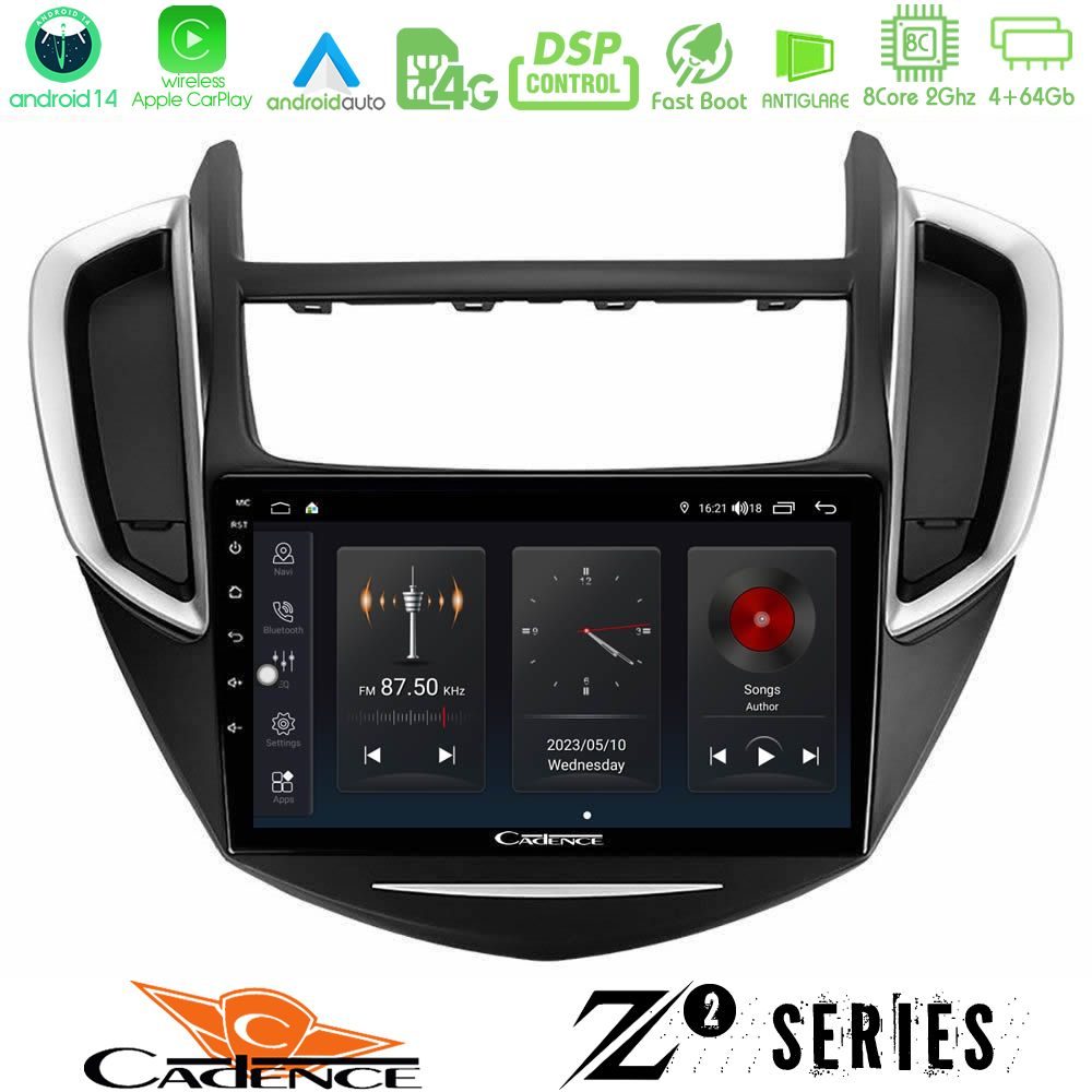 Cadence Z2 Series 8Core Android14 4+64GB Chevrolet Trax 2013-2020 Navigation Multimedia Tablet 9" Με Carplay & Android Auto