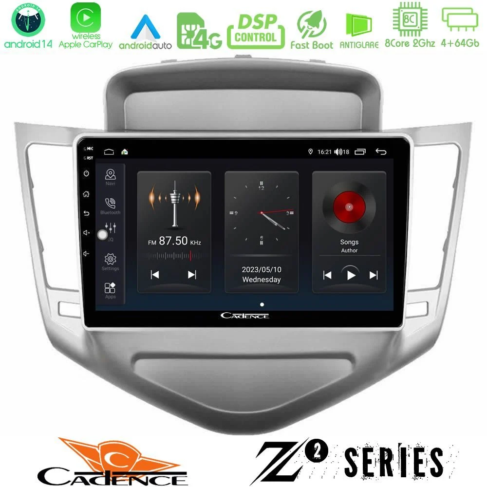 Cadence Z2 Series 8Core Android14 4+64GB  Chevrolet Cruze 2009-2012 Navigation Multimedia Tablet 9" Με Carplay & Android Auto