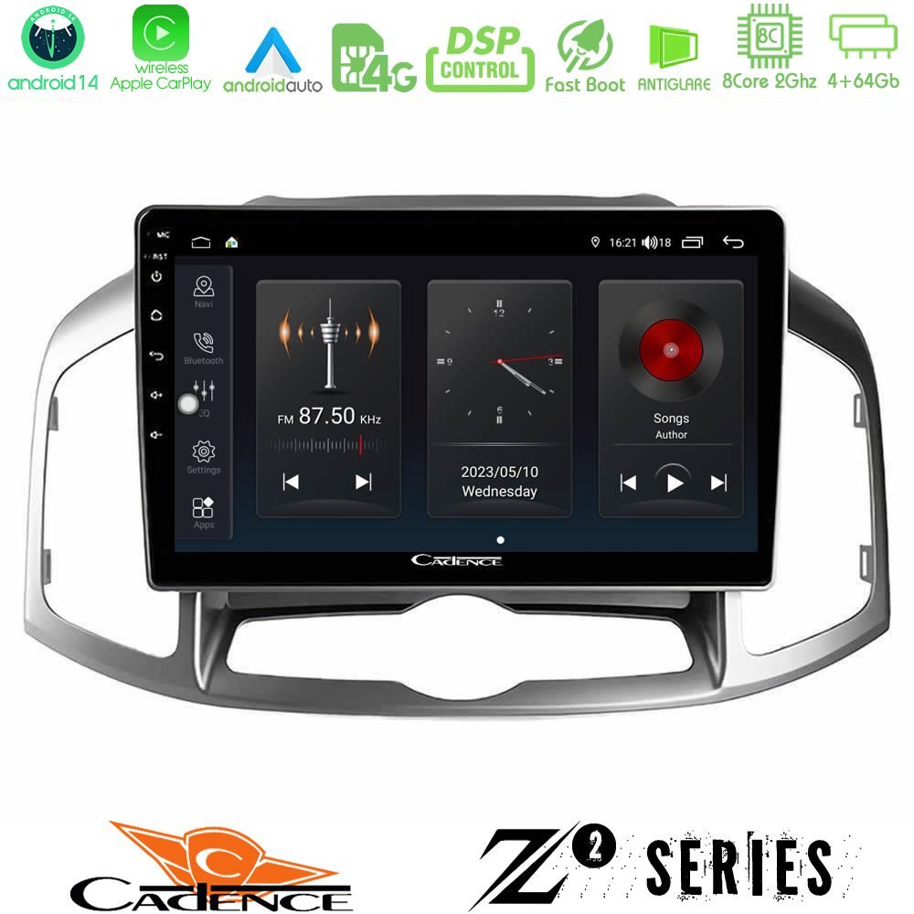 Cadence Z2 Series 8Core Android14 4+64GB Chevrolet Captiva 2012-2016 Navigation Multimedia Tablet 9" Με Carplay & Android Auto