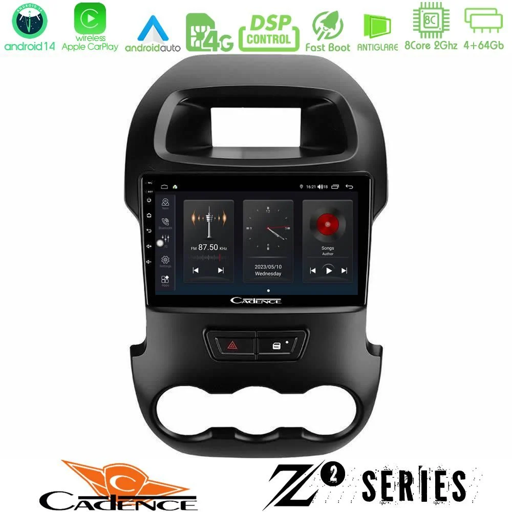 Cadence Z2 Series 8Core Android14 4+64GB Ford Ranger 2012-2016 Navigation Multimedia Tablet 9" Με Carplay & Android Auto