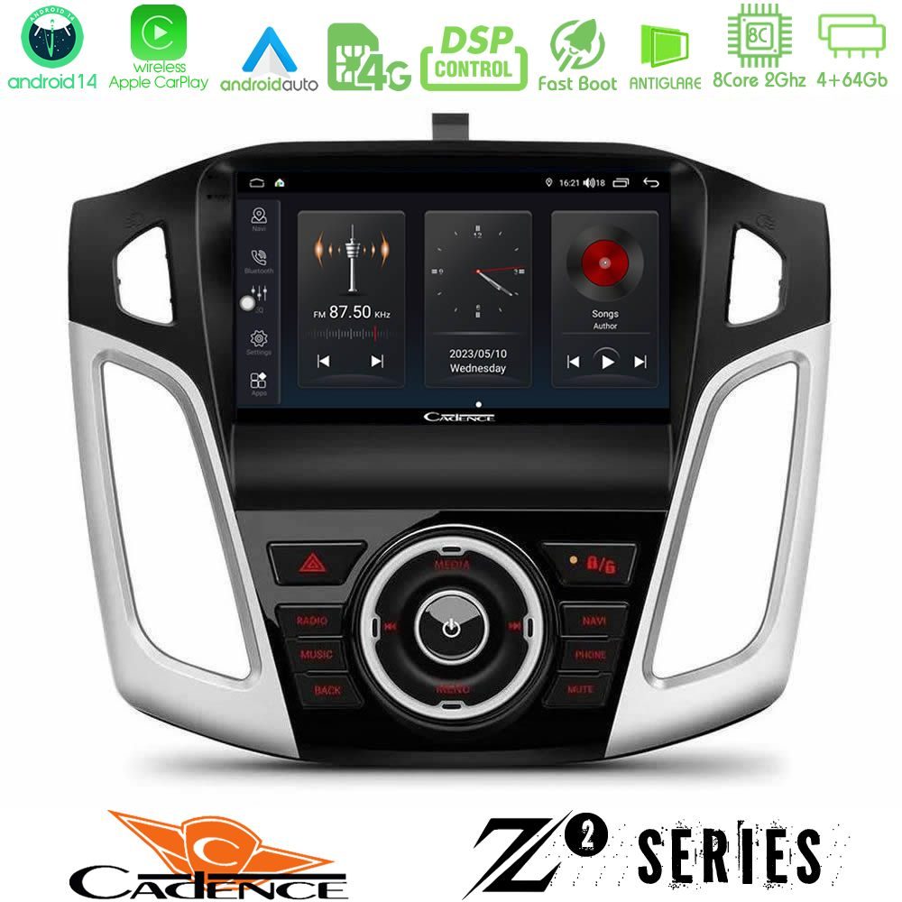 Cadence Z2 Series 8Core Android14 4+64GB Ford Focus 2012-2018 Navigation Multimedia Tablet 9" Με Carplay & Android Auto