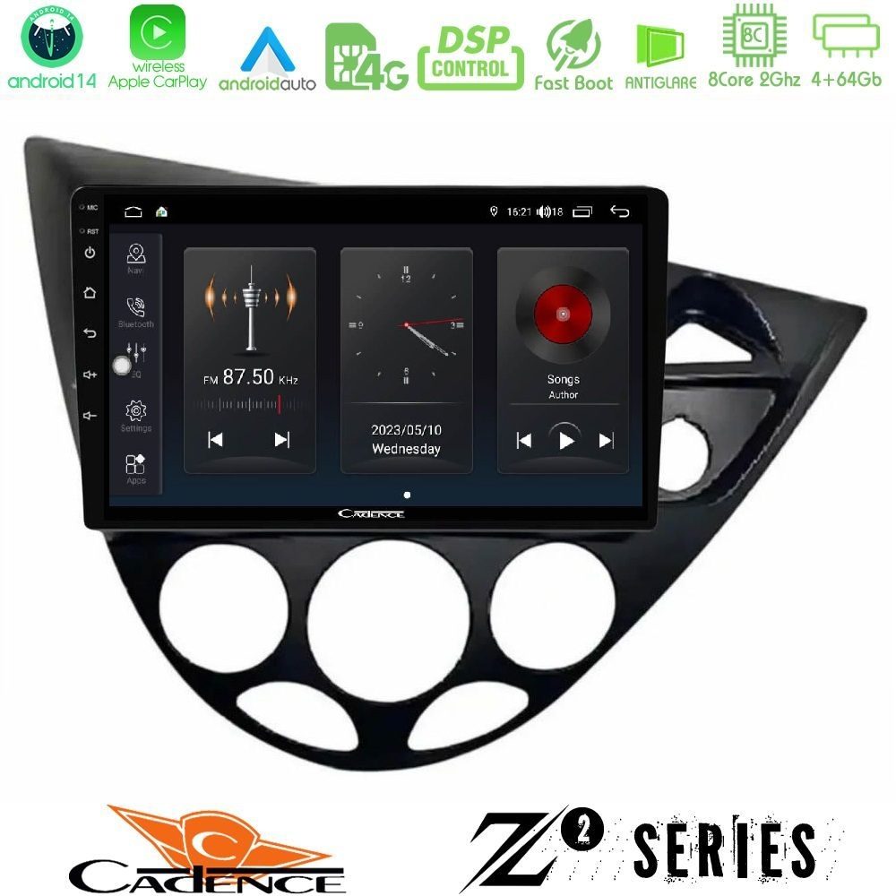 Cadence Z2 Series 8Core Android14 4+64GB Ford Focus 1999-2004 (RHD) Navigation Multimedia Tablet 9" Με Carplay & Android Auto