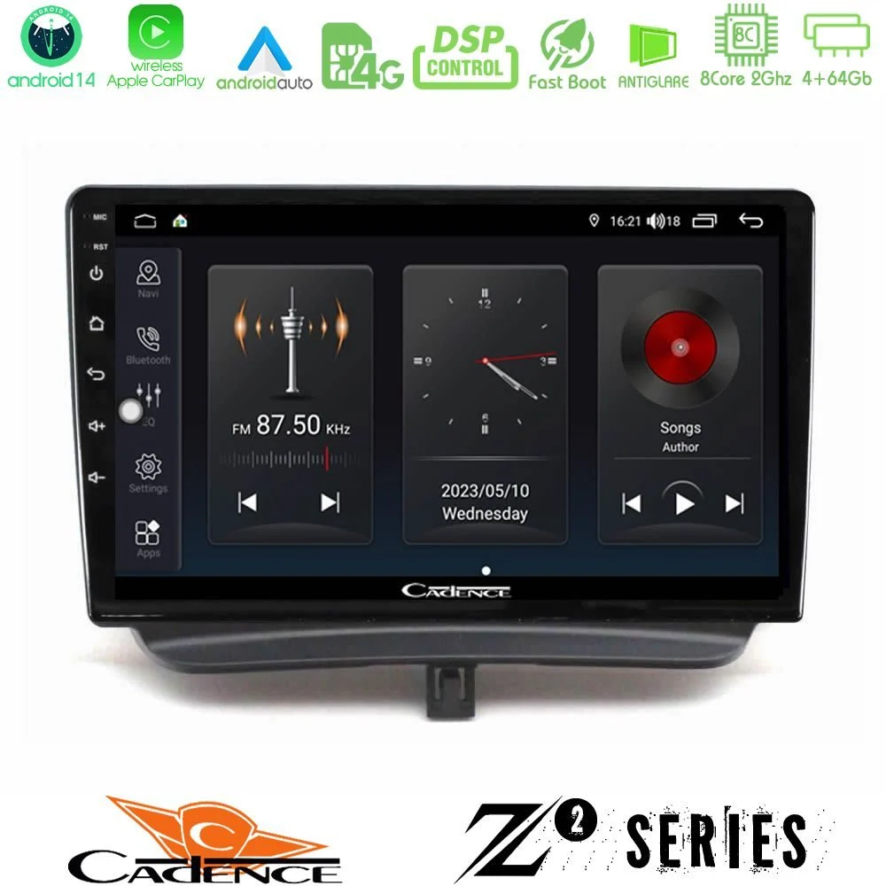 Cadence Z2 Series 8Core Android14 4+64GB  Ford Courier 2015-2023 Navigation Multimedia Tablet 9" Με Carplay & Android Auto