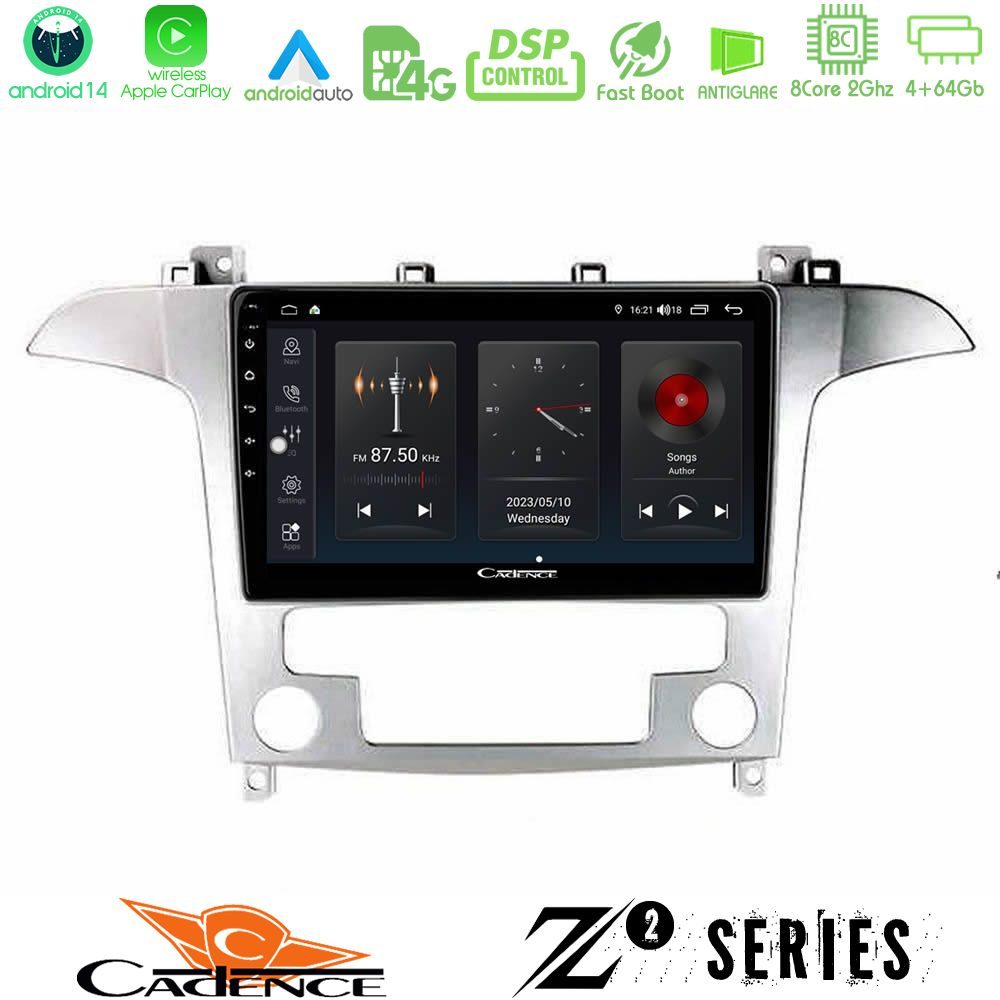 Cadence Z2 Series 8Core Android14 4+64GB  Ford S-Max 2006-2012 Navigation Multimedia Tablet 9" Με Carplay & Android Auto