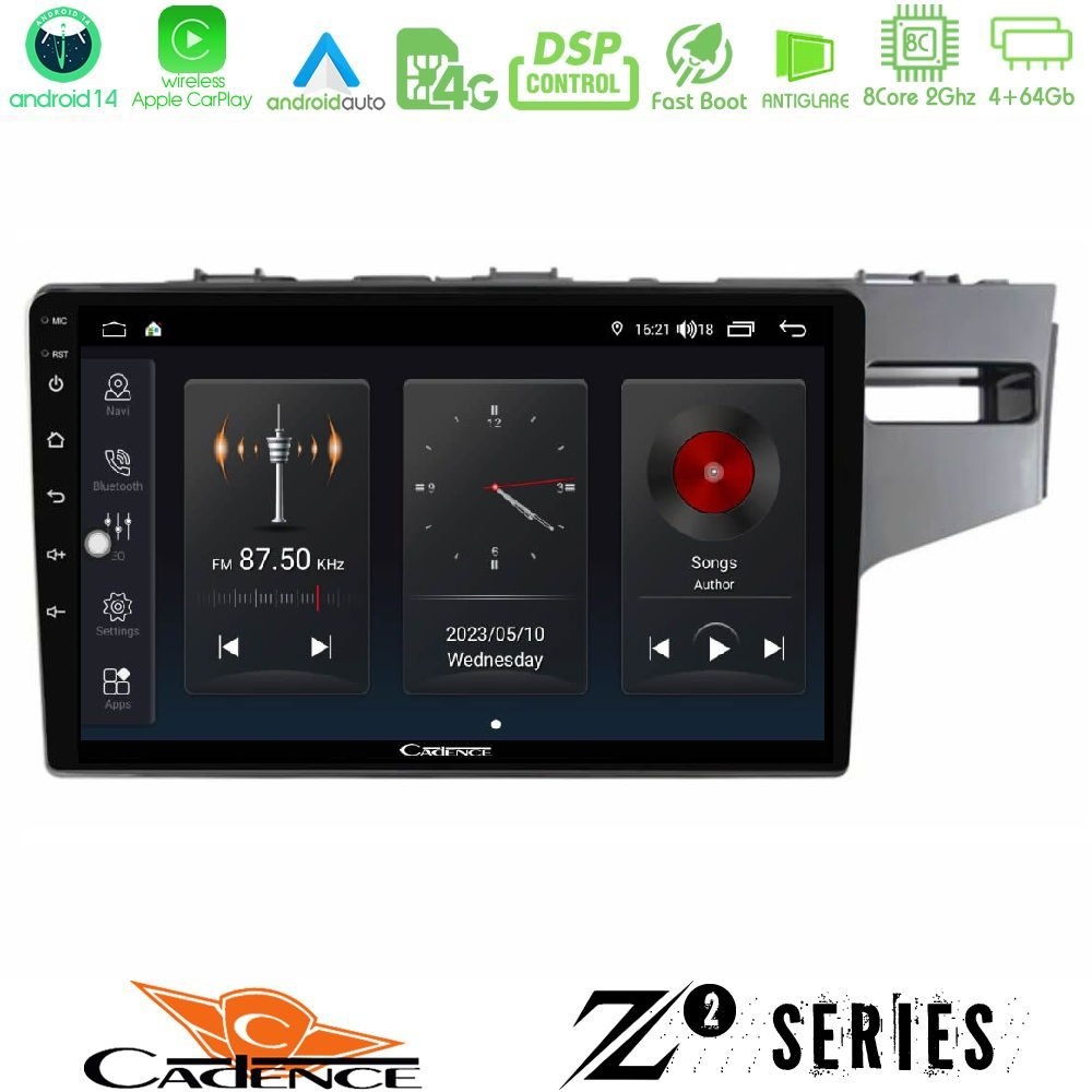 Cadence Z2 Series 8Core Android14 4+64GB Honda Jazz 2013-2020 RHD Navigation Multimedia Tablet 9" Με Carplay & Android Auto