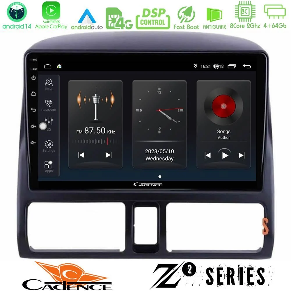 Cadence Z2 Series 8Core Android14 4+64GB  Honda CRV 2002-2006 Navigation Multimedia Tablet 9" Με Carplay & Android Auto
