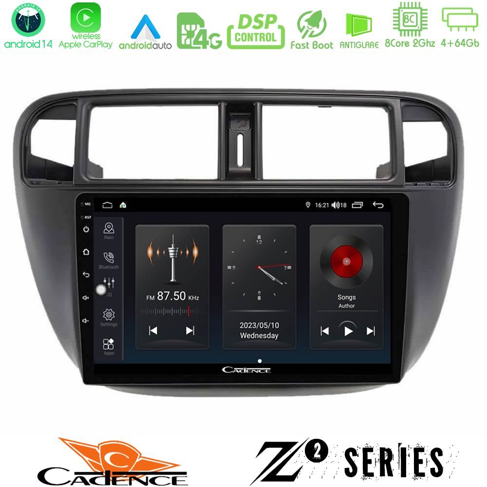 Cadence Z2 Series 8Core Android14 4+64GB Honda Civic 1995-2001 Navigation Multimedia Tablet 9" Με Carplay & Android Auto