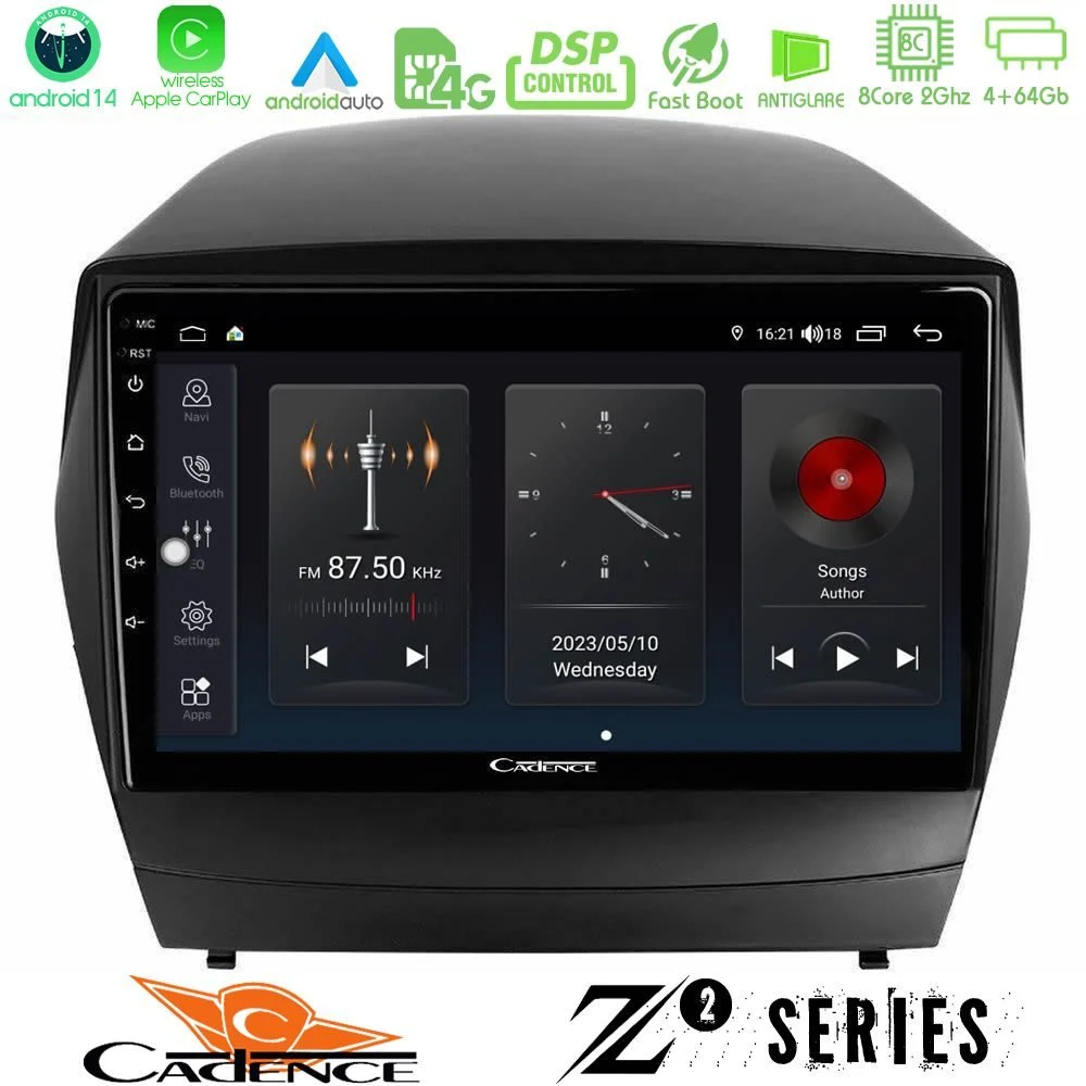 Cadence Z2 Series 8Core Android14 4+64GB Hyundai IX35 Auto A/C Navigation Multimedia Tablet 9" Με Carplay & Android Auto