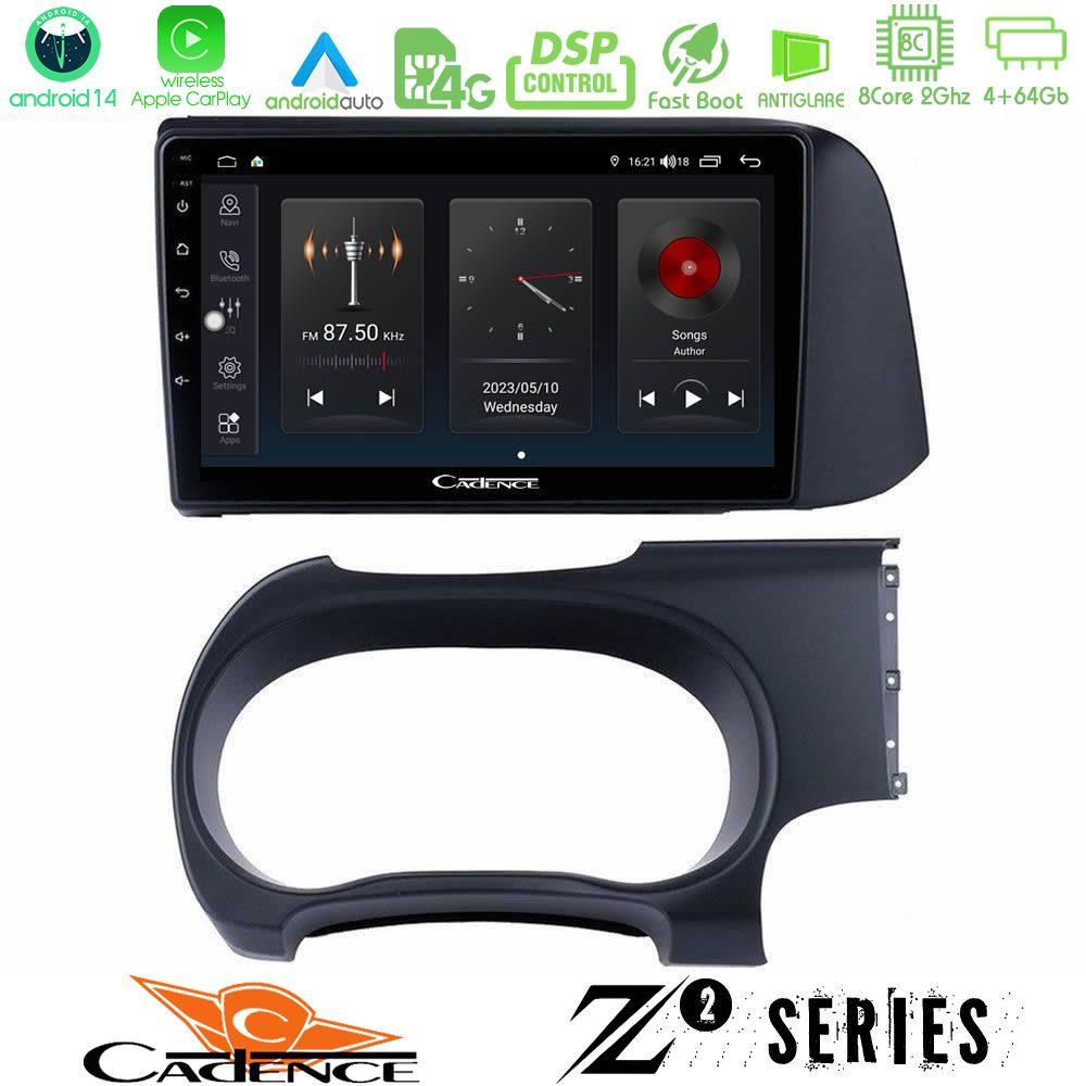 Cadence Z2 Series 8Core Android14 4+64GB  Hyundai i10 Navigation Multimedia Tablet 9" Με Carplay & Android Auto