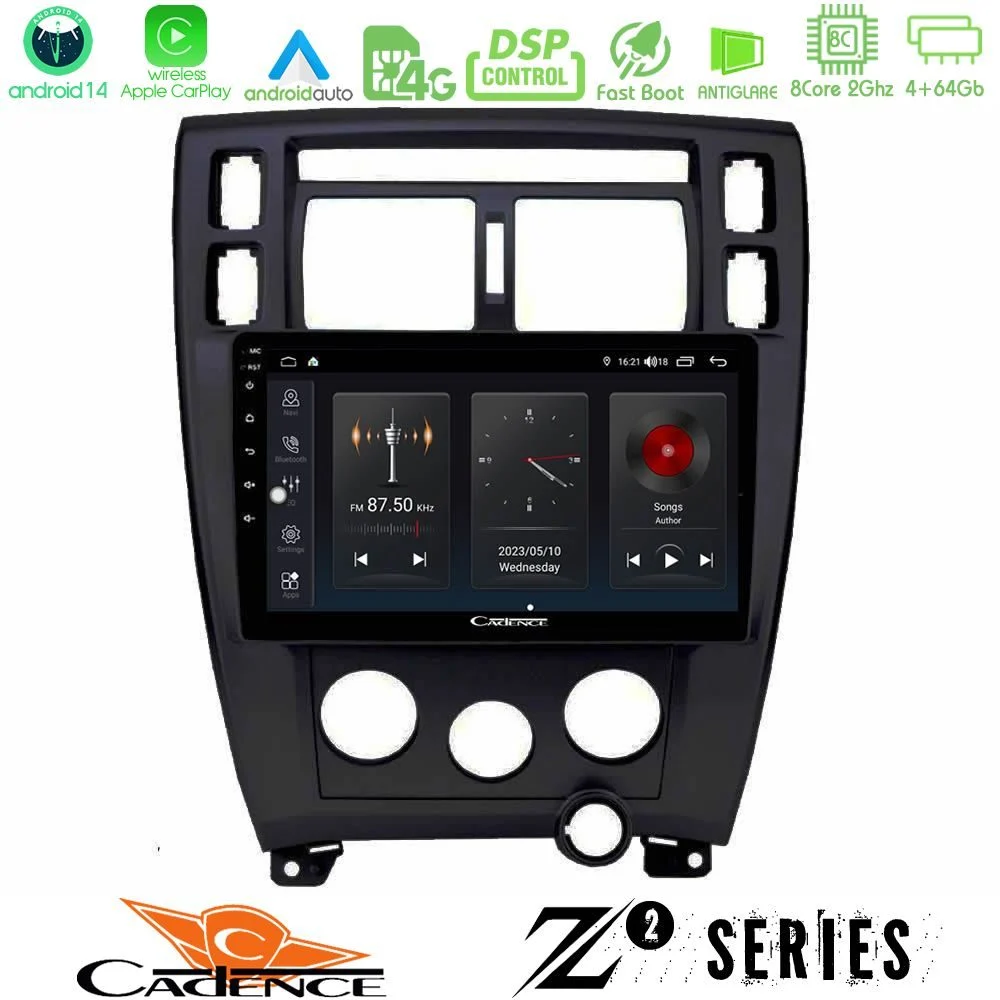 Cadence Z2 Series 8Core Android14 4+64GB  Hyundai Tucson Navigation Multimedia Tablet 9"  Με Carplay & Android Auto (Μαύρο)