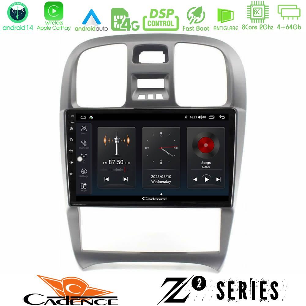 Cadence Z2 Series 8Core Android14 4+64GB Hyundai Sonata 2001-2005 Navigation Multimedia Tablet 9" Με Carplay & Android Auto