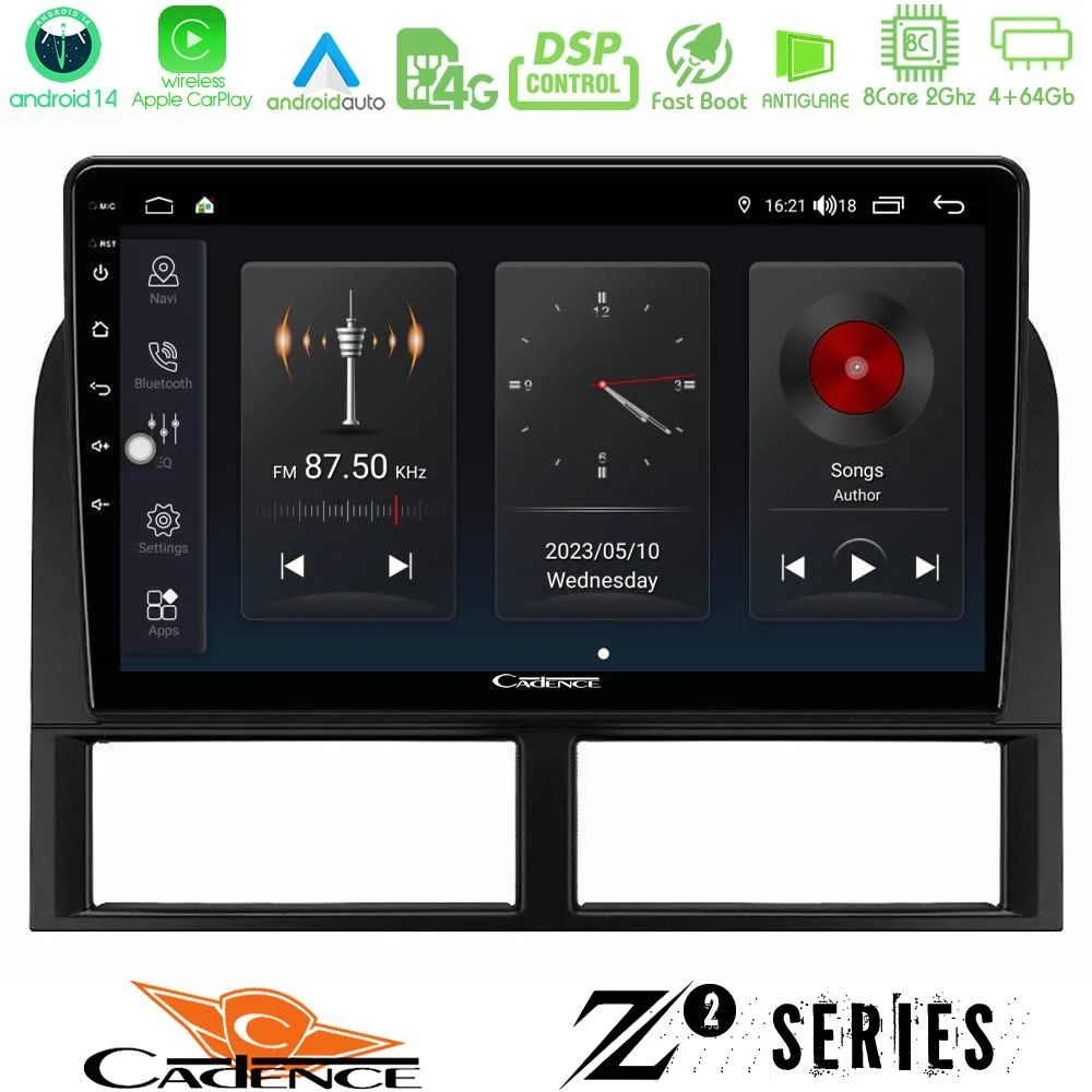 Cadence Z2 Series 8Core Android14 4+64GB Jeep Grand Cherokee 1999-2004 Navigation Multimedia Tablet 9" Με Carplay & Android Auto