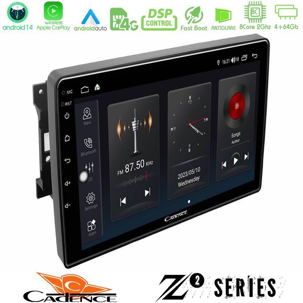 Cadence Z2 Series 8Core Android14 4+64GB  Chrysler / Dodge / Jeep Navigation Multimedia Tablet 10" Με Carplay & Android Auto