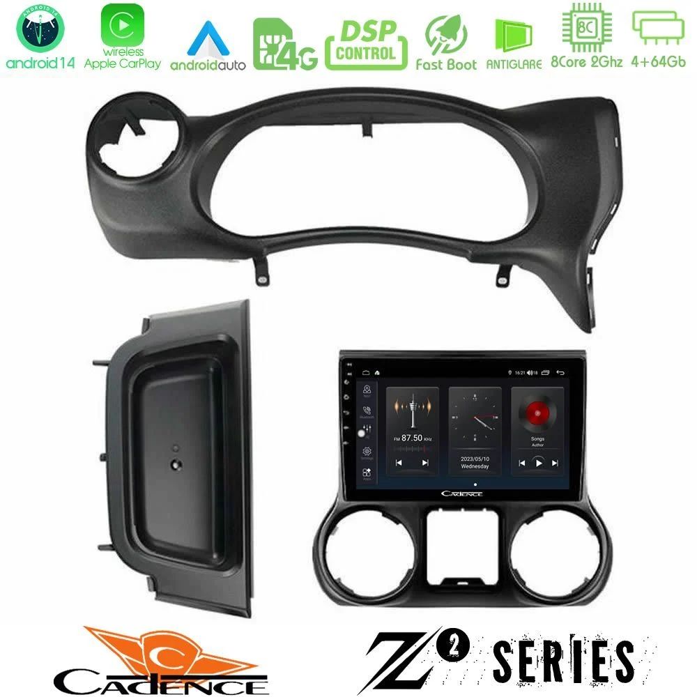 Cadence Z2 Series 8Core Android14 4+64GB Jeep Wrangler 2014-2017 Navigation Multimedia Tablet 10" Με Carplay & Android Auto