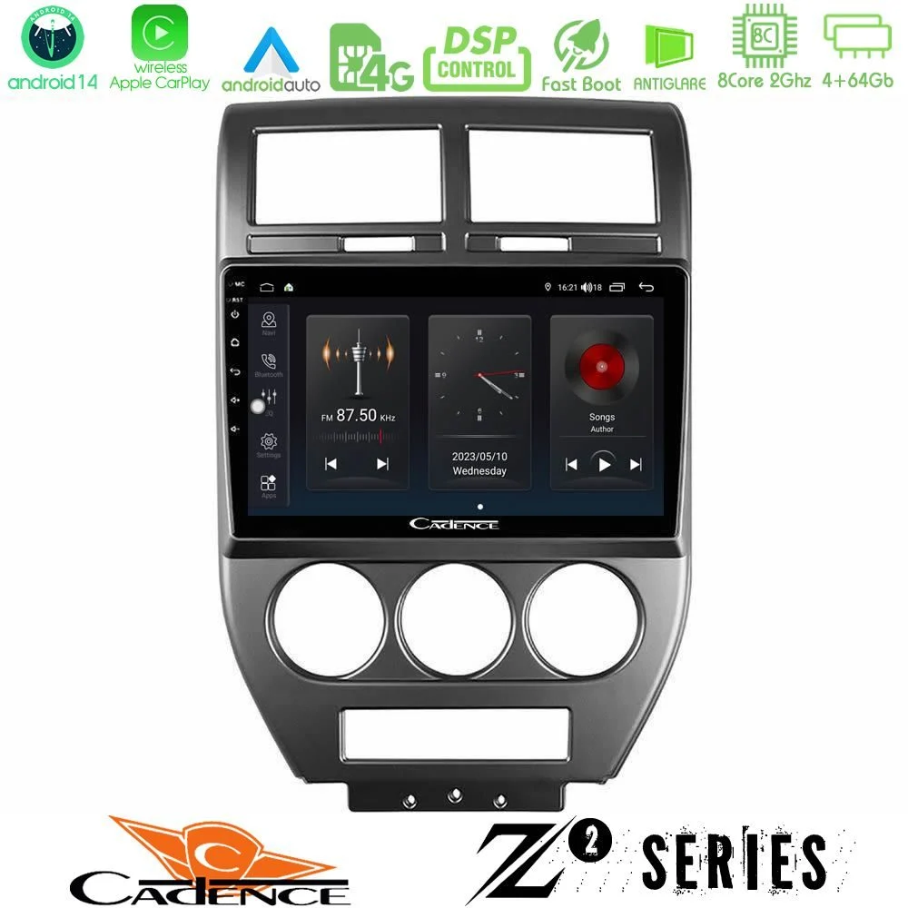 Cadence Z2 Series 8Core Android14 4+64GB  Jeep Compass/Patriot 2007-2008 Navigation Multimedia Tablet 10" Με Carplay & Android Auto