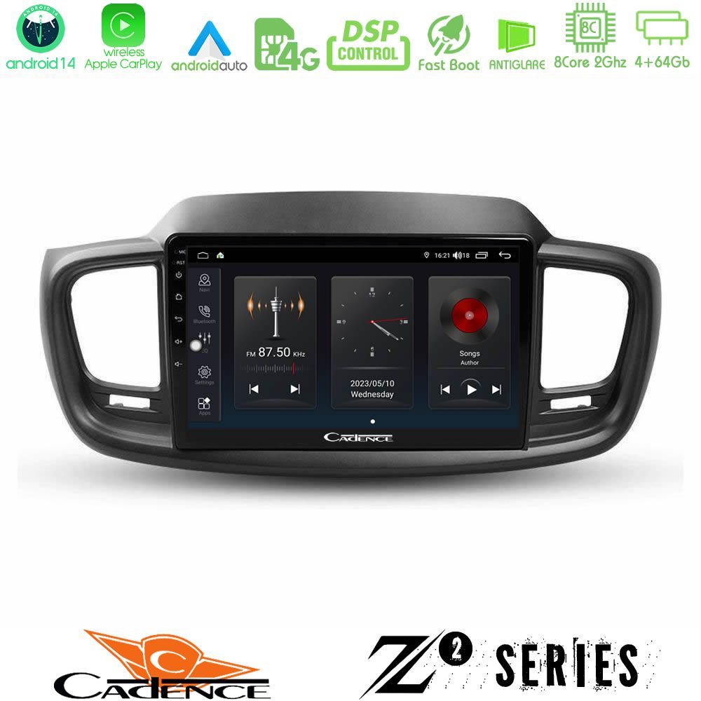 Cadence Z2 Series 8Core Android14 4+64GB  Kia Sorento 2018-2021 Navigation Multimedia Tablet 9" Με Carplay & Android Auto