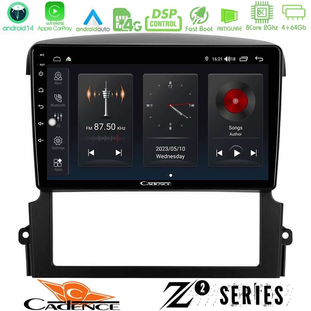 Cadence Z2 Series 8Core Android14 4+64GB Kia Sorento Navigation Multimedia Tablet 9" Με Carplay & Android Auto
