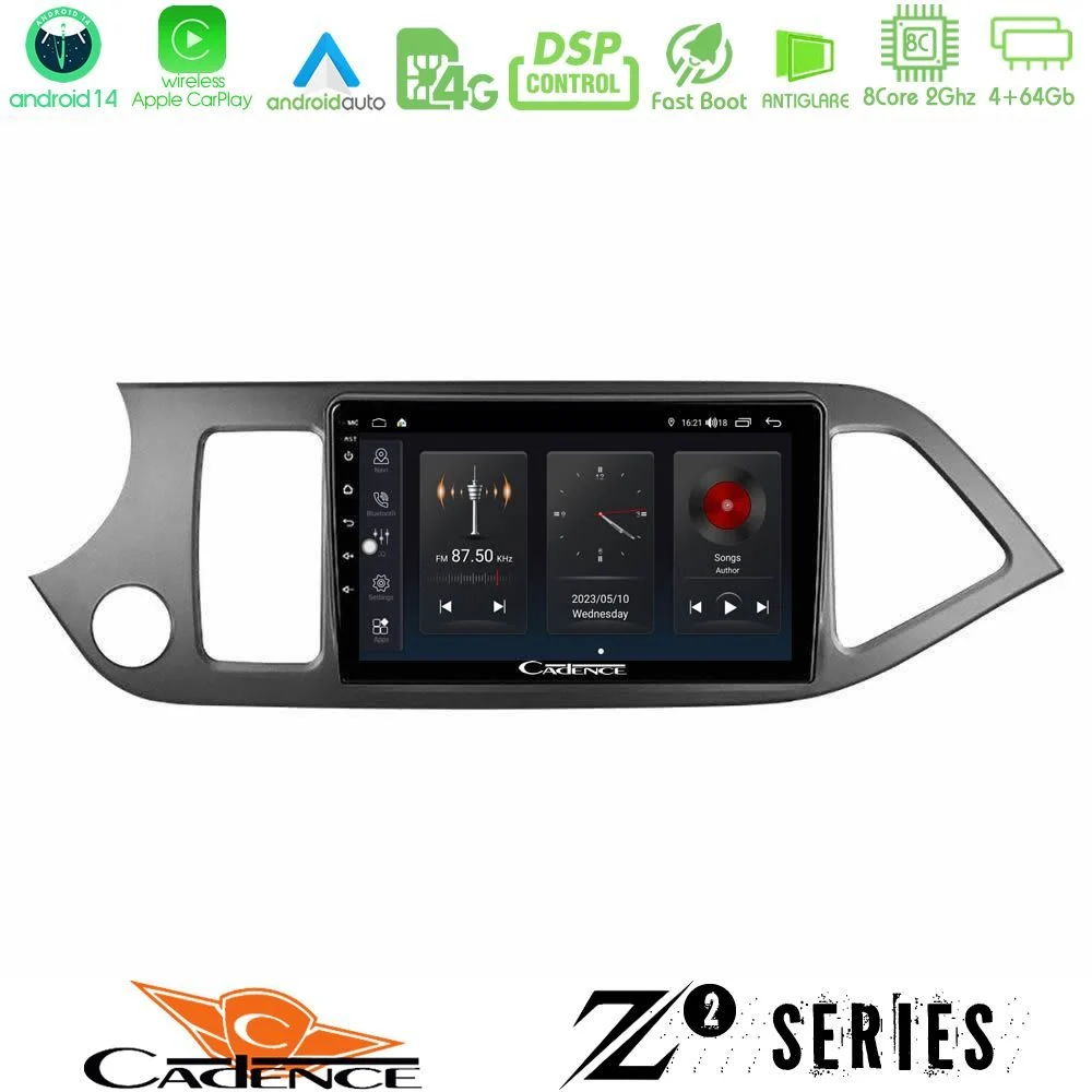 Cadence Z2 Series 8Core Android14 4+64GB  Kia Picanto Navigation Multimedia Tablet 9" Με Carplay & Android Auto