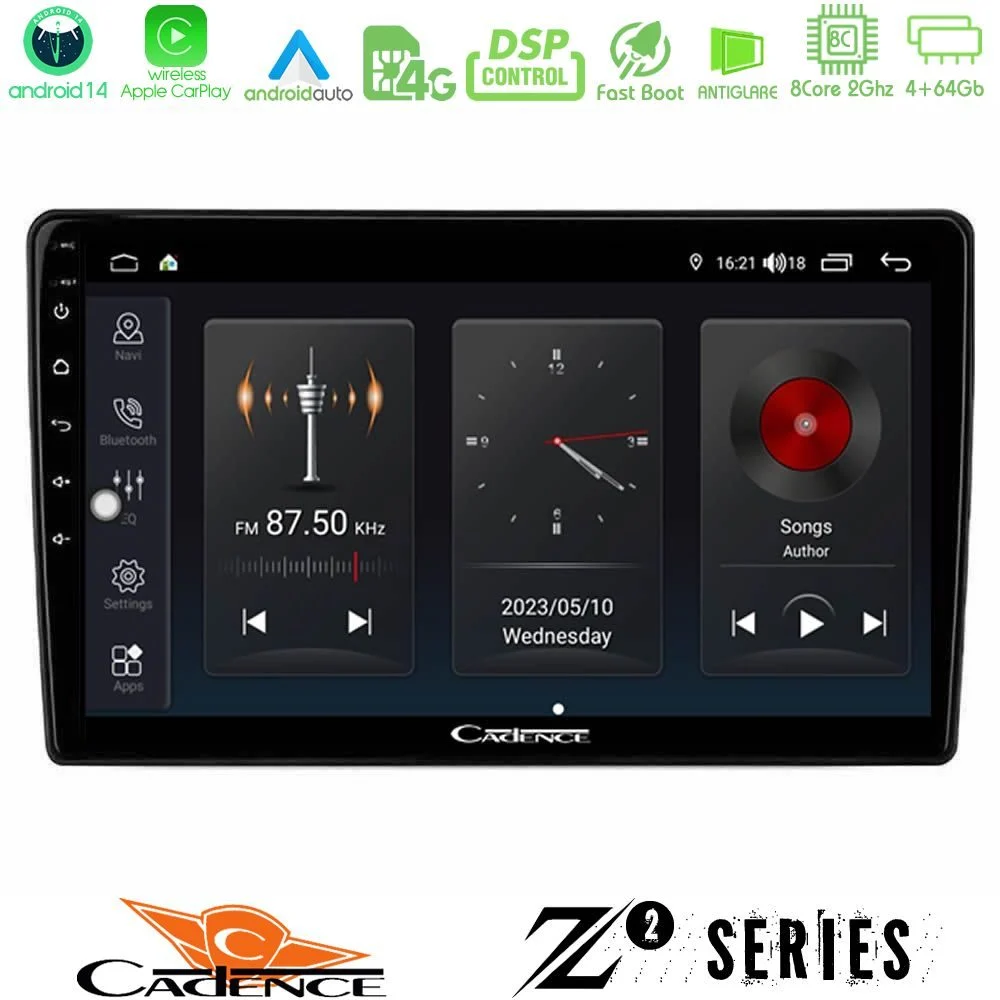 Cadence Z2 Series 8Core Android14 4+64GB Kia Ceed 2007-2009 Navigation Multimedia Tablet 9" Με Carplay & Android Auto Με Carplay & Android Auto