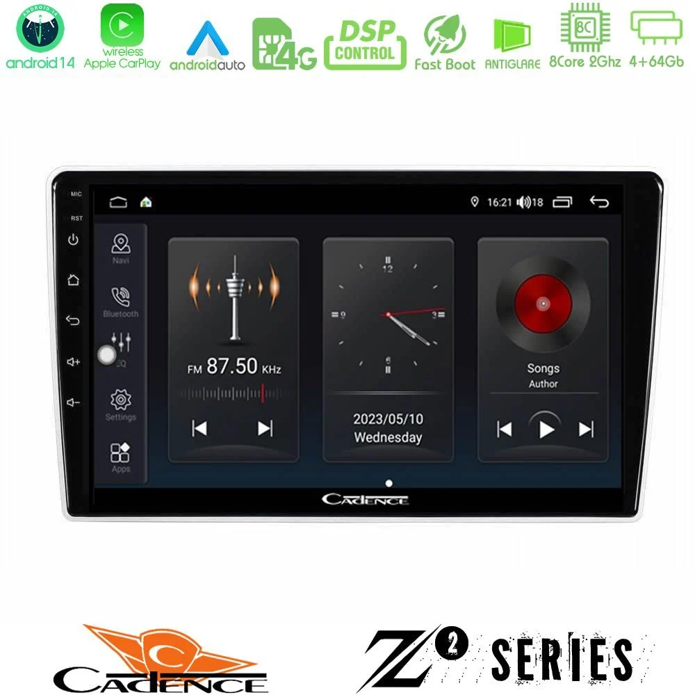 Cadence Z2 Series 8Core Android14 4+64GB Kia Sportage 2005-2008 Navigation Multimedia Tablet 9" Με Carplay & Android Auto Με Carplay & Android Auto