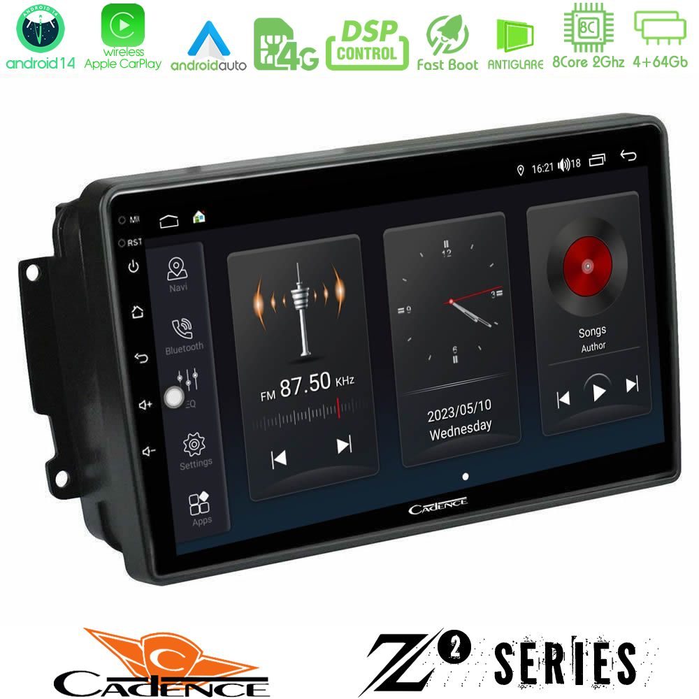 Cadence Z2 Series 8Core Android14 4+64GB  Mercedes C/CLK/G Class (W203/W209) Navigation Multimedia Tablet 9" Με Carplay & Android Auto