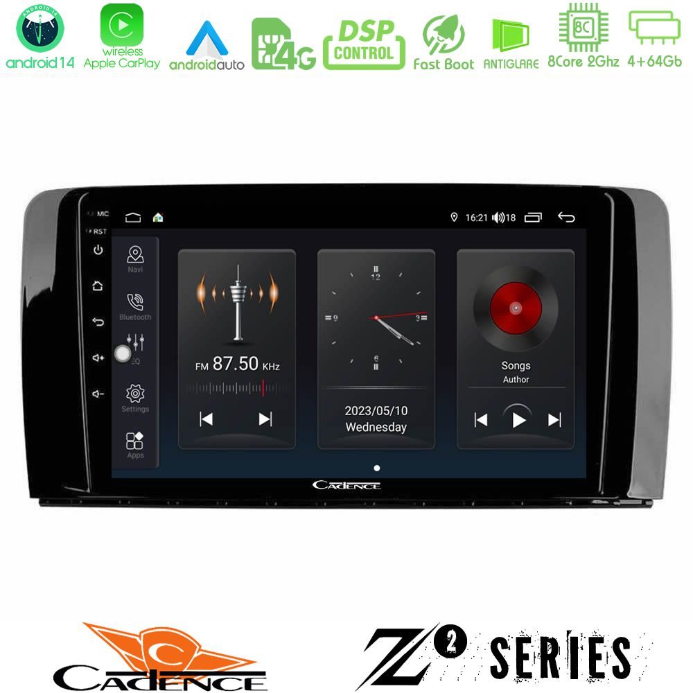Cadence Z2 Series 8Core Android14 4+64GB Mercedes R Class Navigation Multimedia Tablet 9" Με Carplay & Android Auto