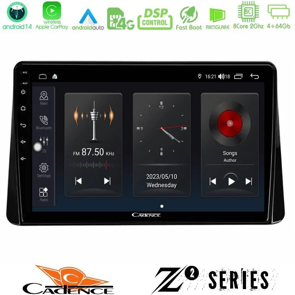 Cadence Z2 Series 8Core Android14 4+64GB Mitsubishi Eclipse Cross 2018-2023 Navigation Multimedia Tablet 9" Με Carplay & Android Auto