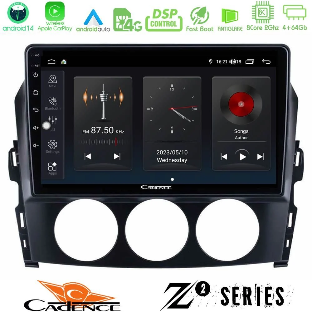 Cadence Z2 Series 8Core Android14 4+64GB Mazda MX-5 2006-2008 Navigation Multimedia Tablet 9" Με Carplay & Android Auto