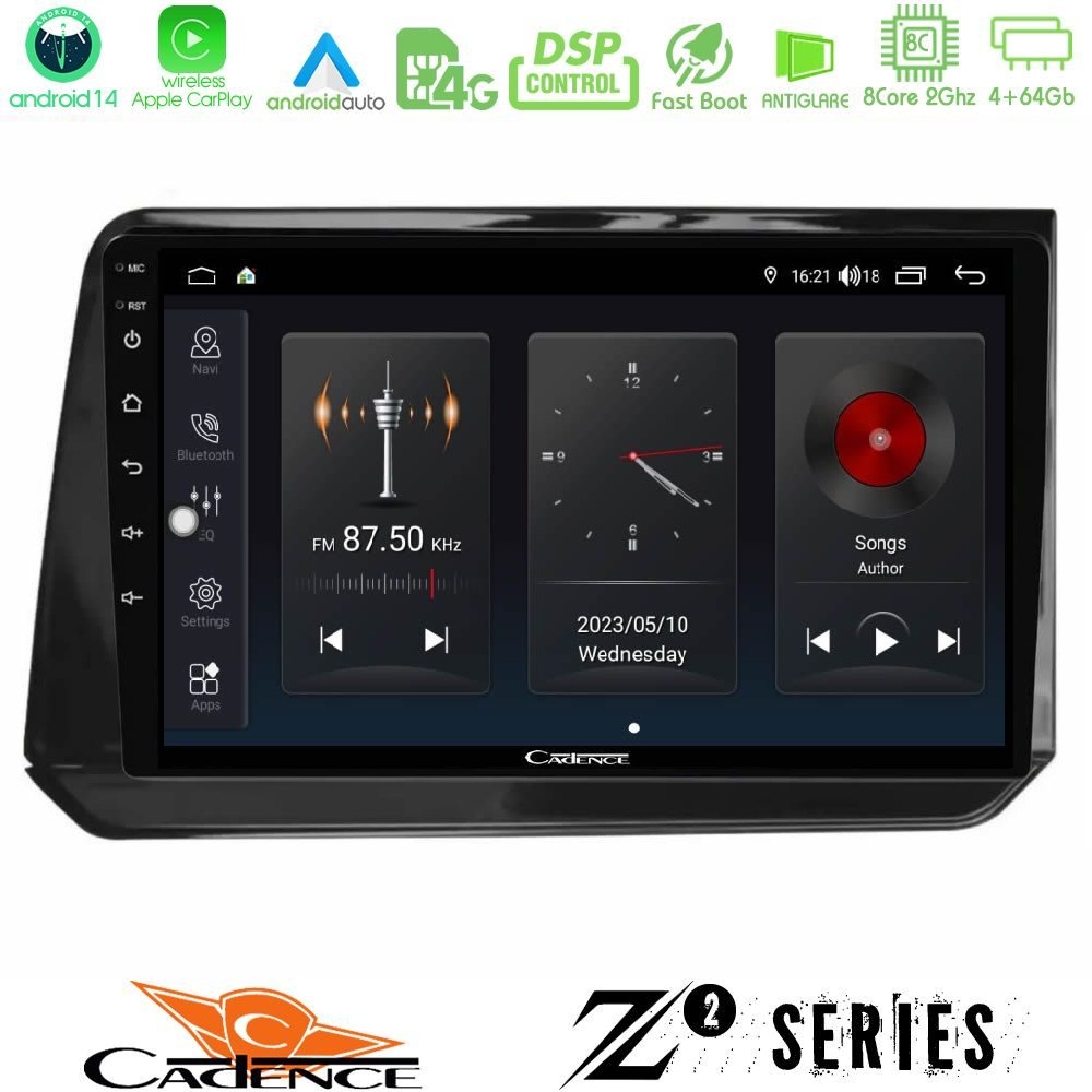 Cadence Z2 Series 8Core Android14 4+64GB Nissan Note 2021-2026 RHD Navigation Multimedia Tablet 10" Με Carplay & Android Auto