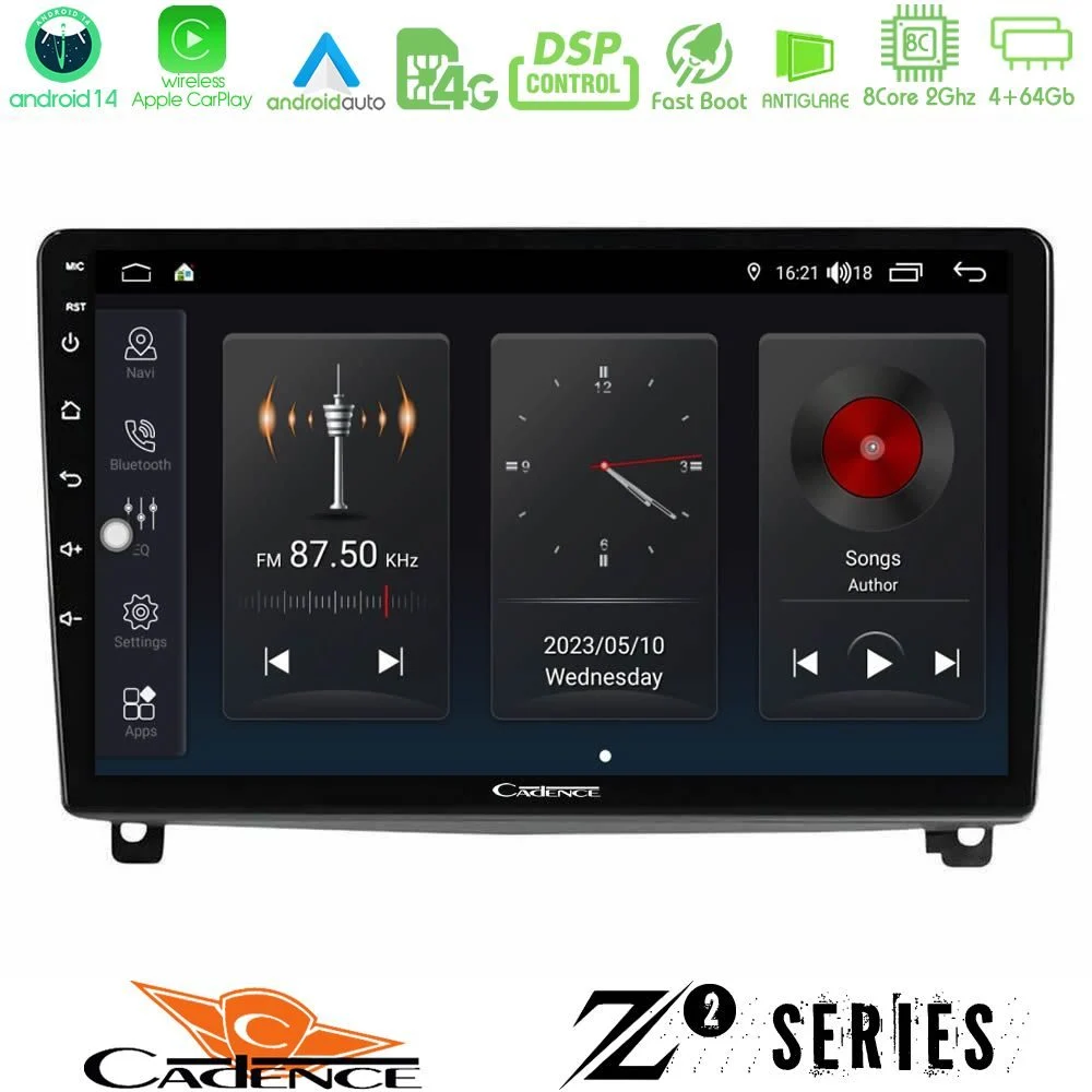Cadence Z2 Series 8Core Android14 4+64GB  Peugeot 407 Navigation Multimedia Tablet 9" Με Carplay & Android Auto