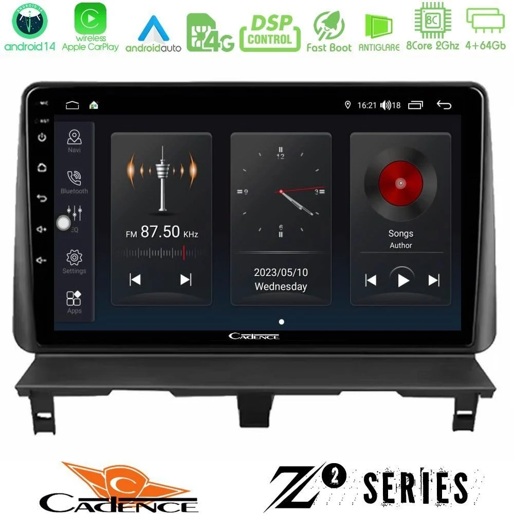 Cadence Z2 Series 8Core Android14 4+64GB Peugeot Partner / Citroën Berlingo 2002-2008 Navigation Multimedia Tablet 9" Με Carplay & Android Auto